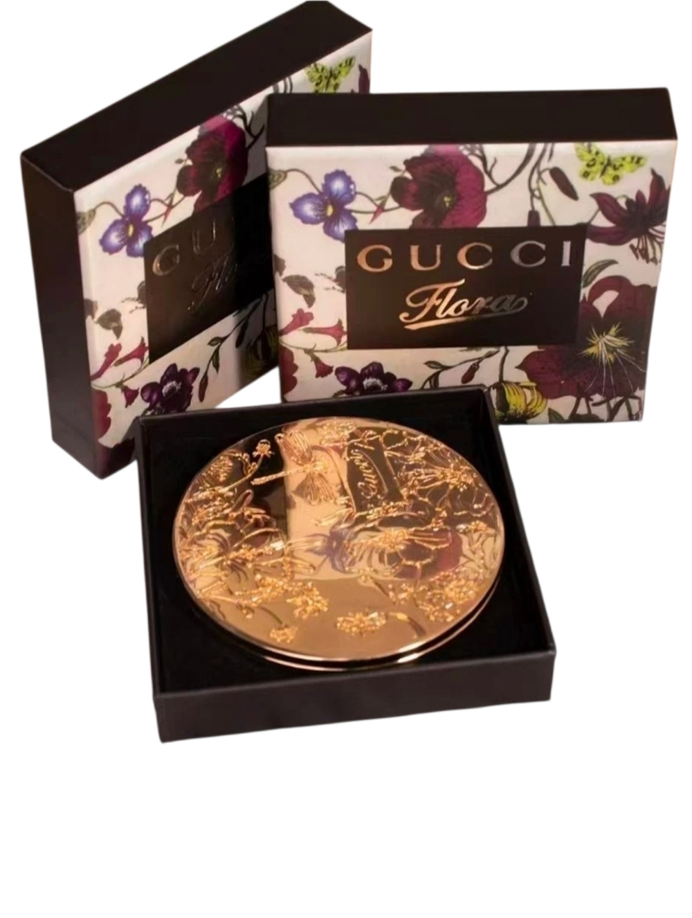 NWT Gucci Gold Flower Dance Compact Beauty Cosmetic Makeup Mirror New With Box